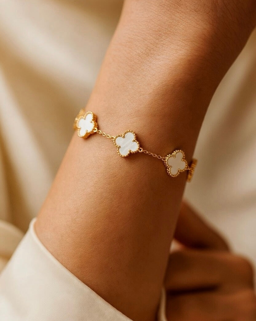 White Clover Charm Bracelet