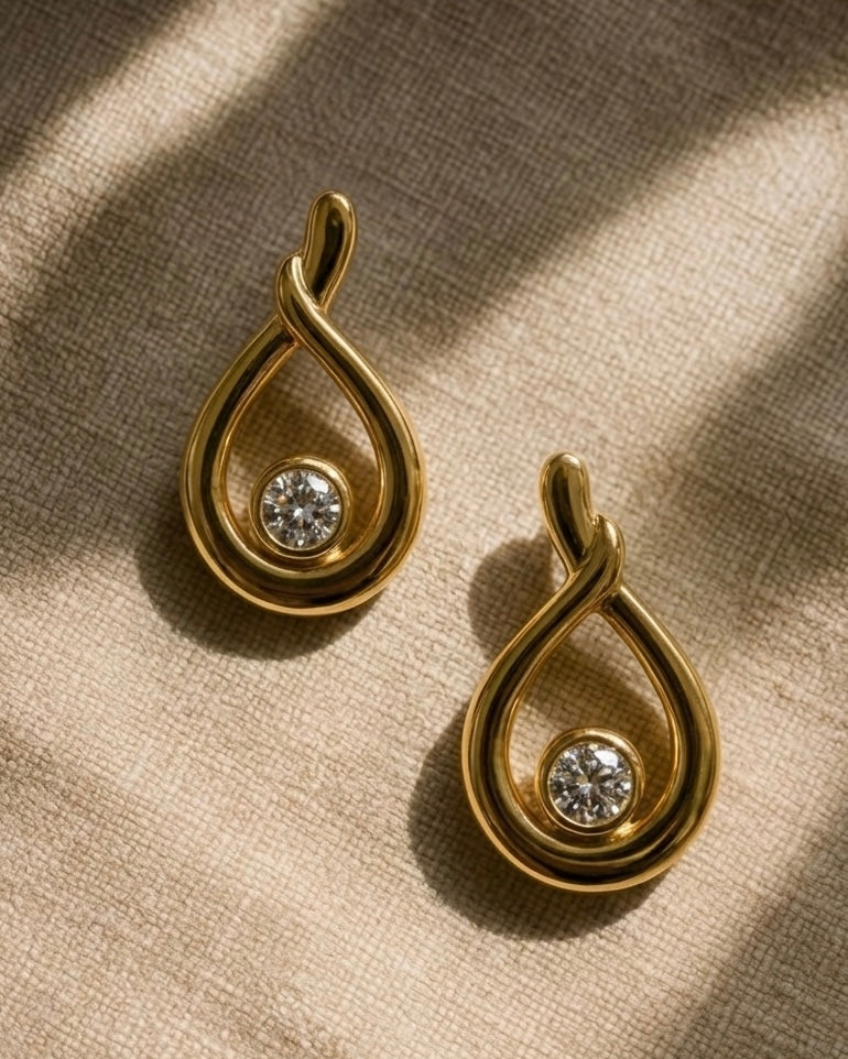 Twist Drop Stone Earrings